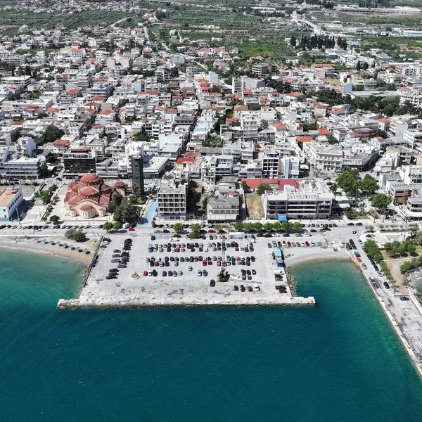 The seafront of Kiato from the air